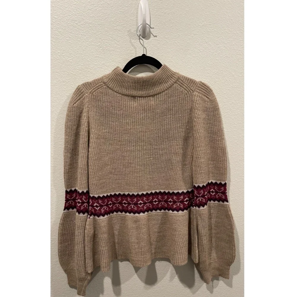 DEAR JOHN Felicia Peplum Tan Long Sleeve Fall Sweater - Picture 8 of 8